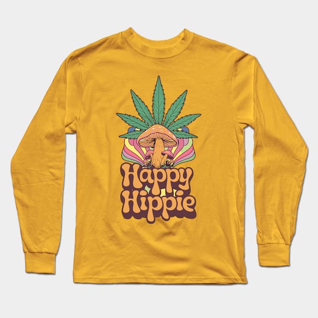 Happy Hippie Colorful Design Long Sleeve T-Shirt by TF Brands